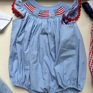 Stitchy Fish 4th/Fourth of July Bubble for Baby Girl 6-12M